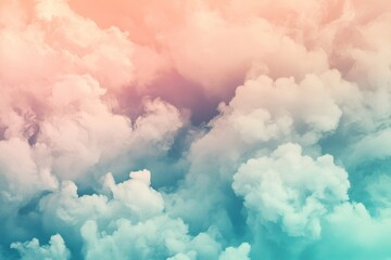 Poster - A serene atmosphere with vibrant pastel clouds in shades of pink, blue, and white, showcasing a tranquil and calming scene that brings peace and relaxation.
