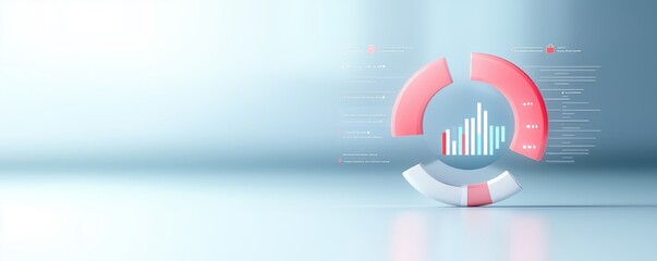 Digital marketing dashboard, data analytics with charts, 3D illustration