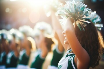 Cheer leaders cheerleading portrait photo.