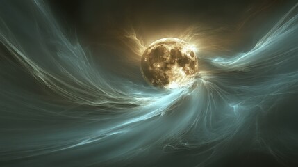 Wall Mural - Abstract Modern Harvest Moon in Ethereal Atmosphere