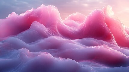 Wall Mural - abstract pink and white cloudscape with a soft, dreamy and surreal quality, resembling a cotton cand