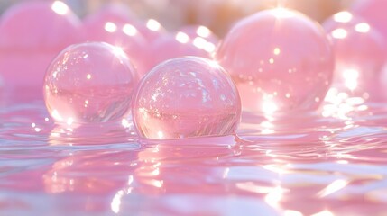 Wall Mural - Glowing Pink Abstract Bubbles