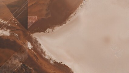 Poster - Aerial view of a salt flat with brown and white hues.