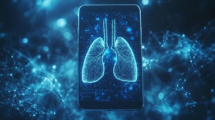 Wall Mural - Digital Lungs on Smartphone Display