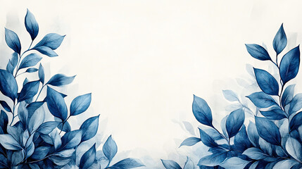 Blue Thorny Plant Drawing on White