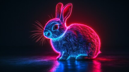 Sticker - Neon Glow Rabbit Art