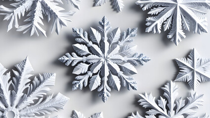 Ice snowflakes on white background