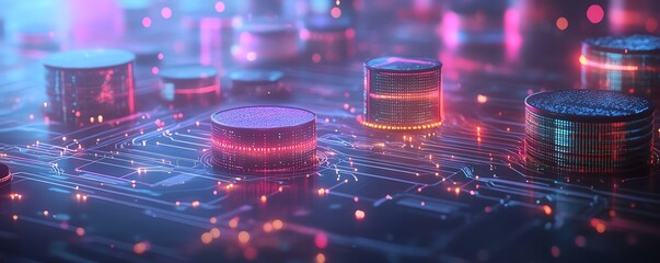 Aufkleber - Detailed visualization of a data integration process, featuring databases feeding into data streams, connected via APIs for optimized performance and accessibility