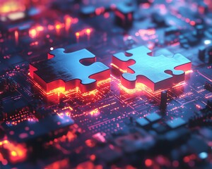 Leinwandbilder - Futuristic visualization of API integration concept