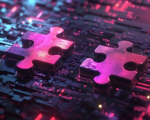 Leinwandbilder - Futuristic visualization of API integration concept