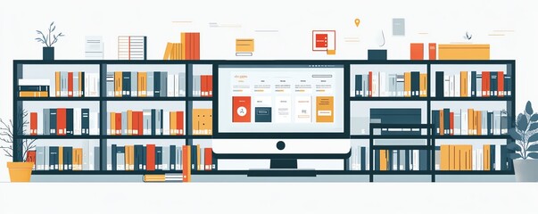 Poster - Modern online library interface showcasing a userfriendly design, featuring digital resources, ebooks, and interactive learning tools for easy access to education