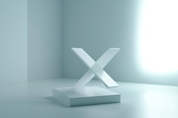 Sticker - abstract geometric sculpture on a minimalistic background.