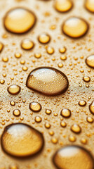 Aufkleber - glittering water droplets on a golden surface a close-up exploration of texture and light play