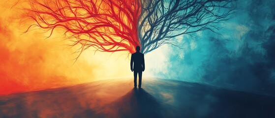 Poster - Visual metaphor for bad management, showcasing a chaotic decision tree with conflicting paths and entangled lines, symbolizing the challenges of unclear leadership