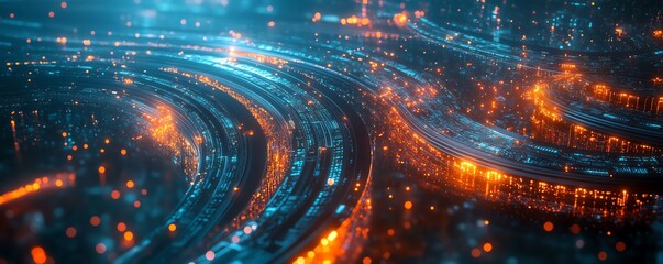 Aufkleber - Visual metaphor for data connectivity, showcasing databases, streams, and APIs interlinked in a seamless flow of information, representing modern data solutions