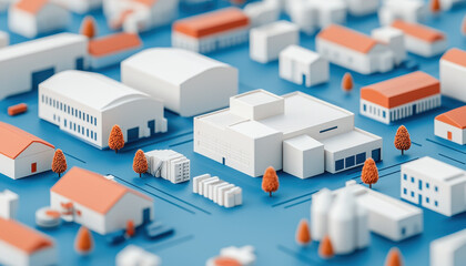 Aufkleber - Exploring a miniature urban landscape a creative representation of modern architecture and industry in a colorful setting