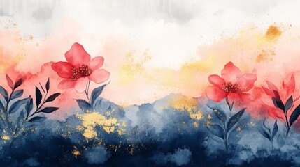 Wall Mural - Abstract Floral Watercolor Art