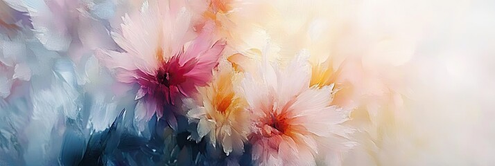 Wall Mural - Abstract floral arrangement in soft, muted colors with dynamic brushstrokes