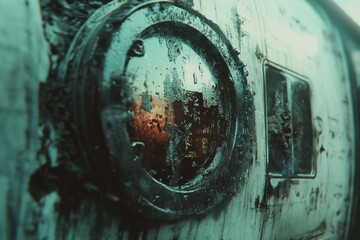 Poster - A train door opening to reveal a cityscape view, ideal for travel or urban-themed projects