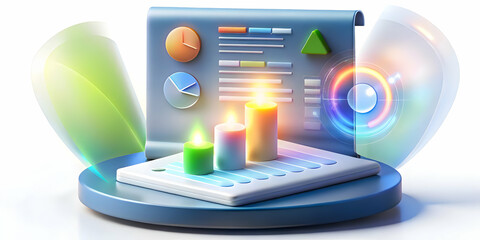 Macro Shot of Holographic Business Report in Review: Futuristic Meeting Concept Showcasing Data-Driven Decisions and Collaboration with Glowing Light