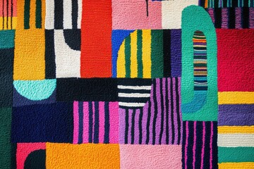 Wall Mural - Vibrant geometric patterns with bold colors create an eye-catching textile design for modern interiors and artistic projects.