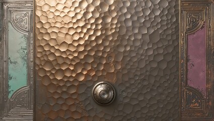 Sticker - A close-up shot of a textured metal surface with a circular detail.