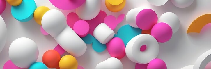Abstract 3D geometric shapes circle and sphere dynamic wide background pattern