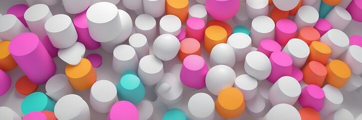 Abstract 3D geometric shapes circle and sphere dynamic wide background pattern