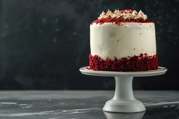 Sticker - A delicious-looking red velvet cake with creamy white frosting, perfect for celebrations and special occasions