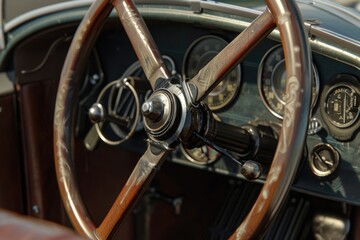Wall Mural - a close-up shot of a car's steering wheel, perfect for use in automotive or transportation-related c