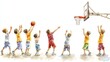 © Newstep - Children playing basketball, showcasing teamwork and joy, eager to make a shot in a vibrant and dynamic scene.