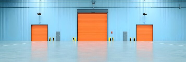 Fototapete - Aerial view of a modern warehouse exterior showcasing the architectural design and layout of a commercial real estate property that serves as a hub for logistics supply chain management