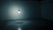 © Steve - Dark empty room with single flickering light bulb casting long shadows, emphasizing absence of power and eerie atmosphere, minimalist setting with focus on light bulb's glow.