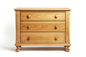 Poster - A wooden chest of drawers on a white background, great for interior design and furniture photoshoots