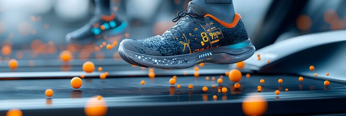 Leinwandbilder - Digital Treadmill Console Displaying Detailed Fitness Metrics and Performance Data for Workout Monitoring and Tracking