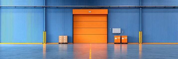Fototapete - Expansive commercial real estate exterior showcasing the infrastructure and capabilities of a modern logistics and distribution hub  The image highlights the scale efficiency