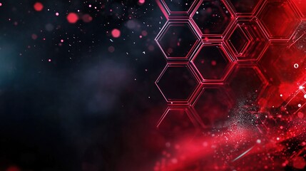 Aufkleber - Red glowing light effect on a dark hexagon-patterned background, representing a futuristic technology and science concept. This 3D-rendered design features a close-up shot in 4K resolution with ultra-