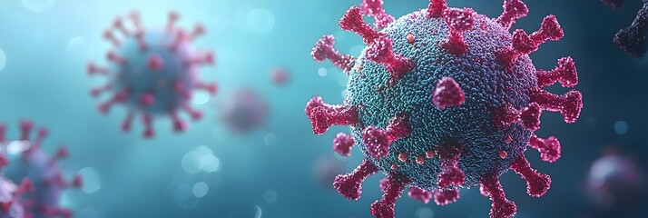 Fototapete - Futuristic 3D abstract of virus particles in a digital geometric pattern symbolizing scientific research medical advancements and disease analysis