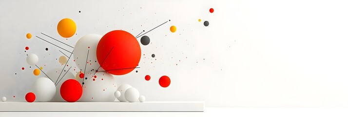 Poster - Mesmerizing abstract composition of 3D geometric shapes floating in space evoking a sense of modern minimalist art and design  Vibrant colors clean lines and a visually striking futuristic aesthetic