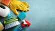 © Cynthia - cleaning product tool equipments concept of housekeeping professional clean service housework kit supplies copy space close up