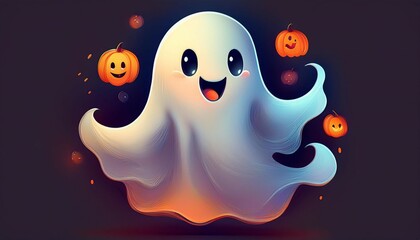 cute lovely cartoon halloween ghost for holiday design elements