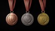 © Fotograf - Row of medals on a dark surface