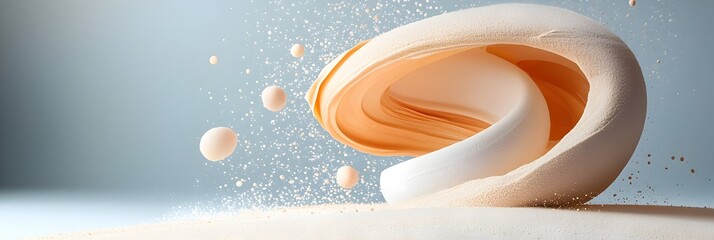 Poster - Smooth creamy swirling liquid foundation texture with an background  This premium luxurious image can be used for beauty fashion or product design concepts