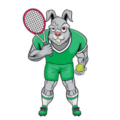 Canvas Print - tennis ball mascot rabbit vector illustration tennis ball player design