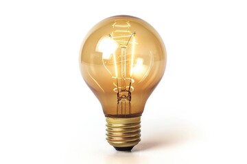 Wall Mural - a single golden light bulb on a white background