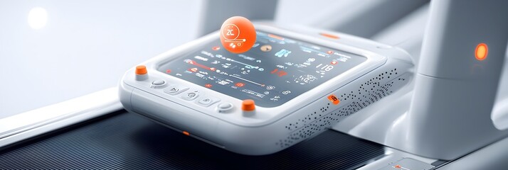 Leinwandbilder - Treadmill Console Displaying Detailed Fitness Metrics and Performance Data for a Healthy Active Lifestyle