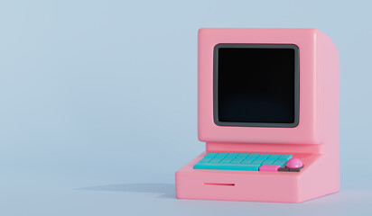 3d retro computer illustration on isolated background with space for copy
