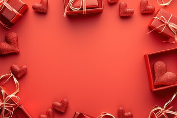 Poster - Heart gift box backgrounds red celebration.