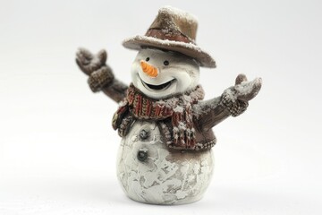 Canvas Print - A snowman dressed in a hat and scarf, perfect for winter scenes or holiday celebrations