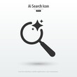 © S and V Design - AI-search icon. A magnifying glass with stars. Searching or finding and analysis by Machine learning. Artificial intelligence technology. Icon element for application and web. Vector illustration.